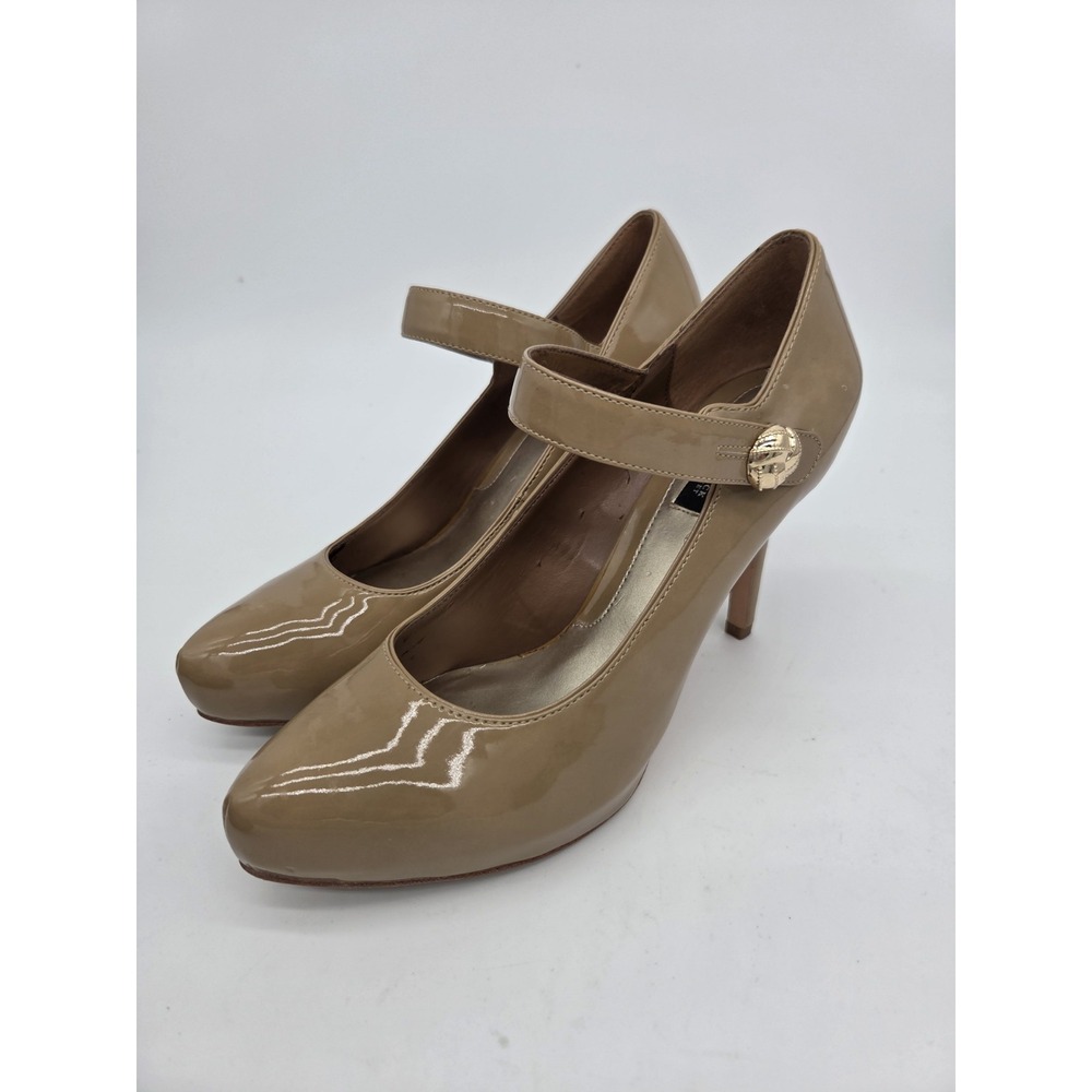 White House BM Womens Patent Leather‎ Mary Jane Round Toe Stiletto Pump Heel 8.5